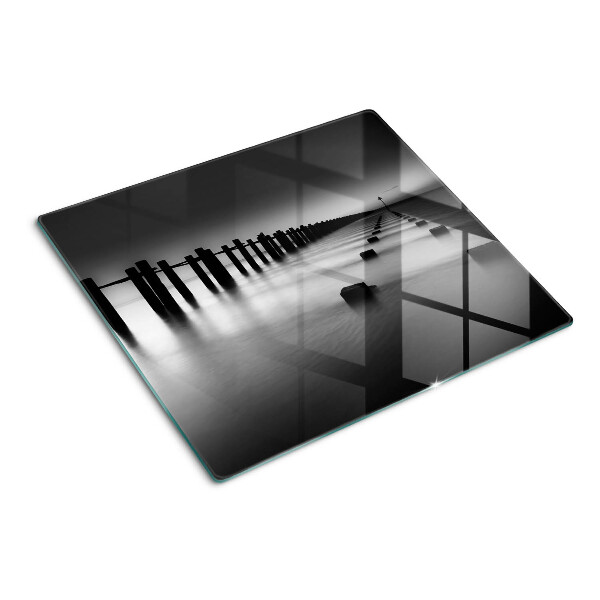 Glasschneidebrett Pier in Schwarz und Weiß