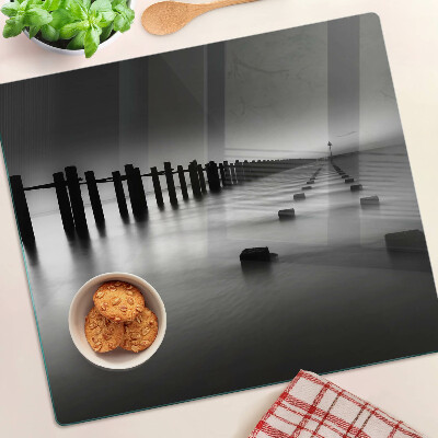 Glasschneidebrett Pier in Schwarz und Weiß