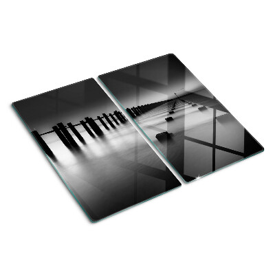 Glasschneidebrett Pier in Schwarz und Weiß