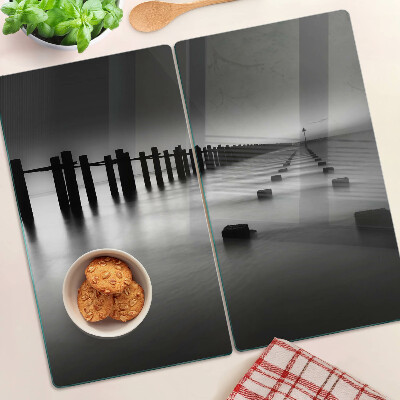 Glasschneidebrett Pier in Schwarz und Weiß