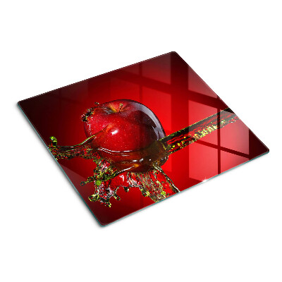 Schneidebrett glas Roter Apfel mit Wasser