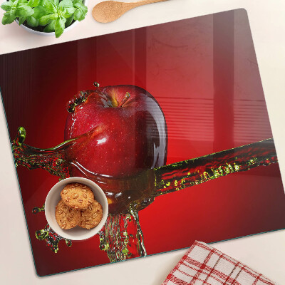 Schneidebrett glas Roter Apfel mit Wasser