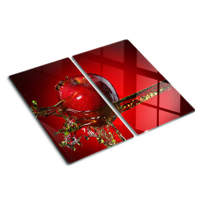 Schneidebrett glas Roter Apfel mit Wasser