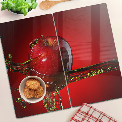Schneidebrett glas Roter Apfel mit Wasser