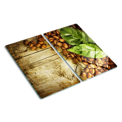 Glasschneidebrett Kaffee und Blätter