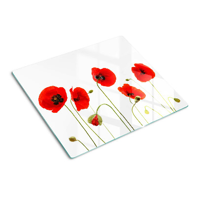Schneidebrett glas Mohnblumenmotiv