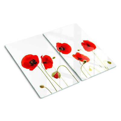 Schneidebrett glas Mohnblumenmotiv