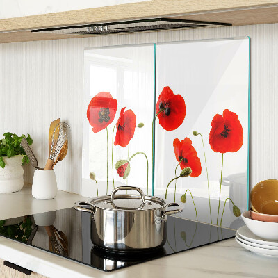 Schneidebrett glas Mohnblumenmotiv
