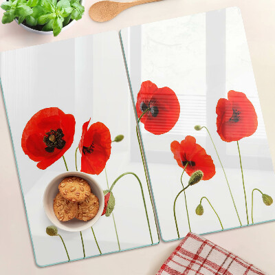 Schneidebrett glas Mohnblumenmotiv