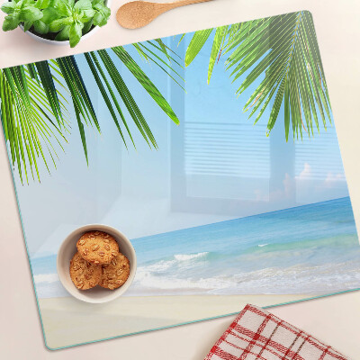 Schneidebrett glas Tropischer Strand mit Palmen