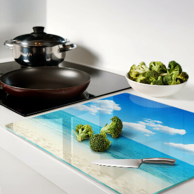Glasschneidebrett Strand mit blauem Himmel