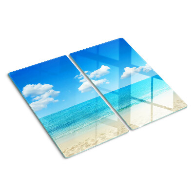 Glasschneidebrett Strand mit blauem Himmel