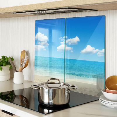 Glasschneidebrett Strand mit blauem Himmel