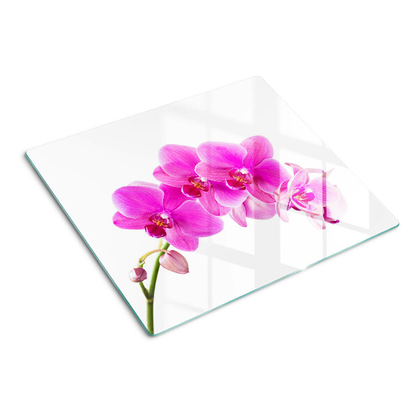Glasschneidebrett Orchideen in Rosatönen