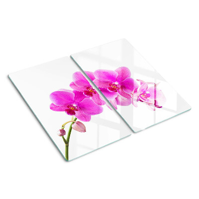 Glasschneidebrett Orchideen in Rosatönen