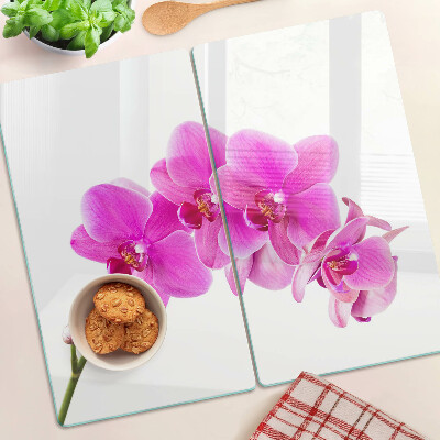 Glasschneidebrett Orchideen in Rosatönen