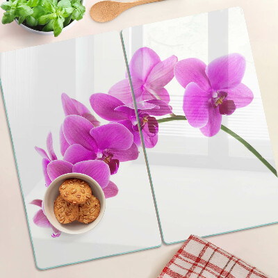 Glasschneidebrett Orchideenblüten in Rosatönen