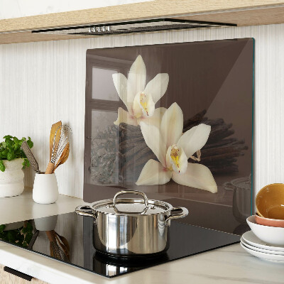 Schneidebrett glas Orchideen und Vanilleschoten