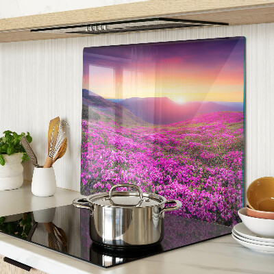 Glasschneidebrett Blumenlandschaft bei Sonnenuntergang