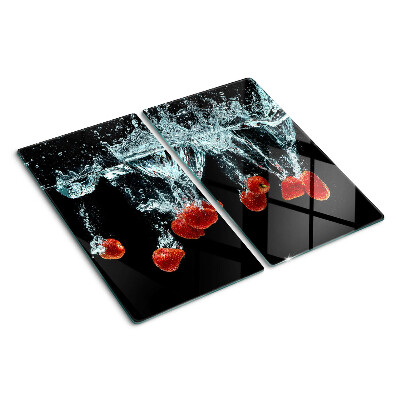 Schneidebrett glas Erdbeeren im Wasser