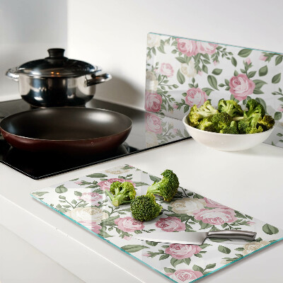 Schneidebrett glas Blumenmuster aus Rosen
