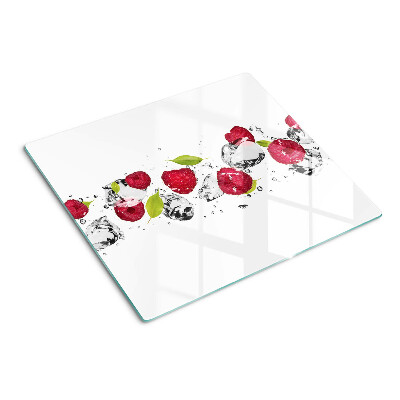 Glasschneidebrett Erdbeeren mit Eis