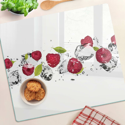 Glasschneidebrett Erdbeeren mit Eis