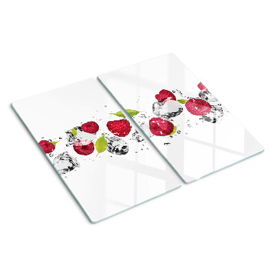 Glasschneidebrett Erdbeeren mit Eis
