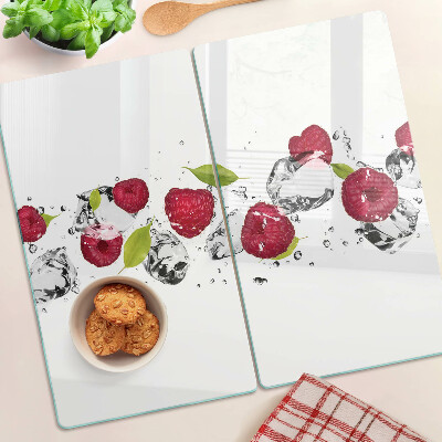 Glasschneidebrett Erdbeeren mit Eis
