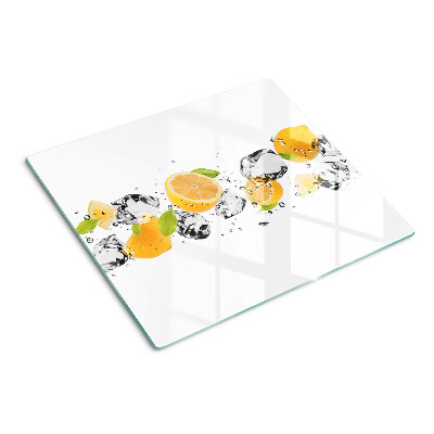 Schneidebrett glas Zitronen mit Eis