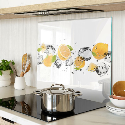Schneidebrett glas Zitronen mit Eis