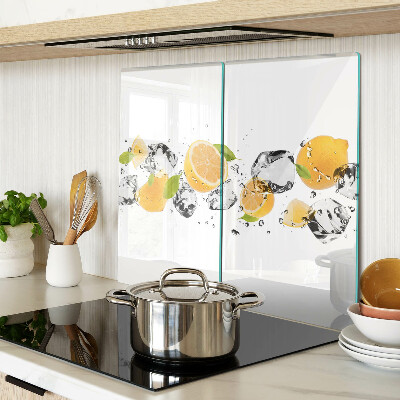 Schneidebrett glas Zitronen mit Eis