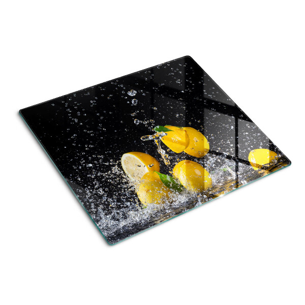 Glasschneidebrett Zitronen in Wasser