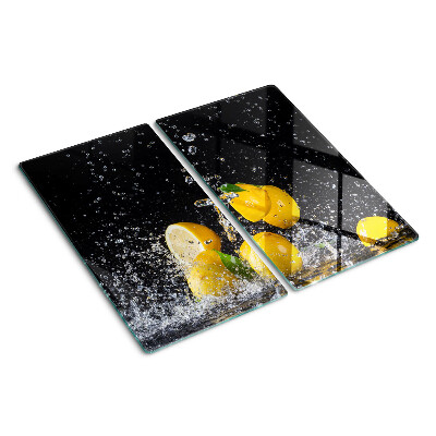 Glasschneidebrett Zitronen in Wasser
