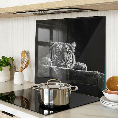 Schneidebrett glas Tiger im Schwarz-Weiß-Stil