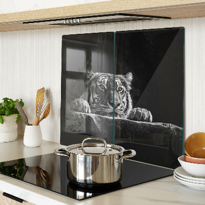 Schneidebrett glas Tiger im Schwarz-Weiß-Stil