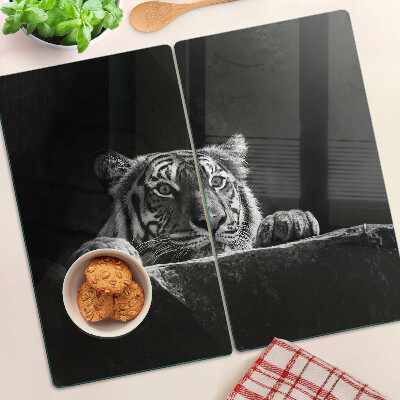 Schneidebrett glas Tiger im Schwarz-Weiß-Stil