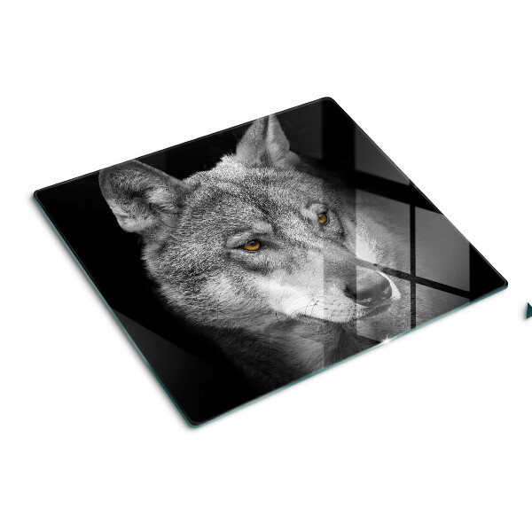 Schneidebrett glas Wolf in Grautönen
