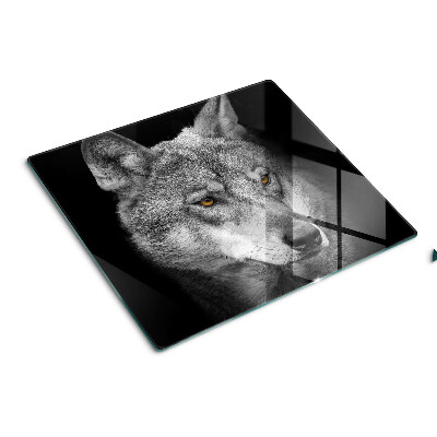 Schneidebrett glas Wolf in Grautönen