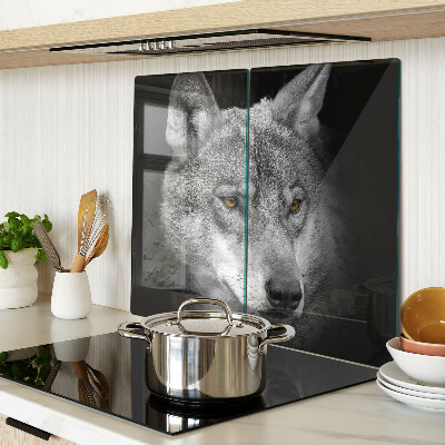 Schneidebrett glas Wolf in Grautönen