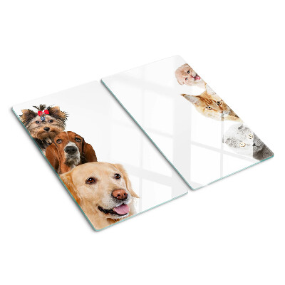 Schneidebrett glas Hunde und Katzen in verschiedenen Posen