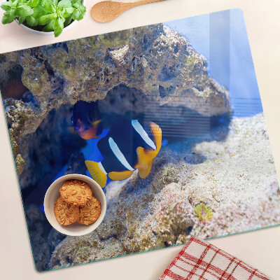 Glasschneidebrett Fische in einem Korallenriff