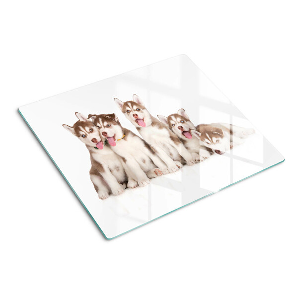 Glasschneidebrett Husky-Welpen