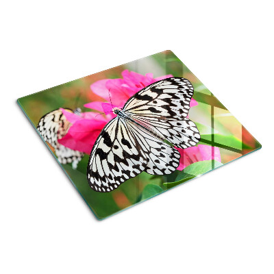Schneidebrett glas Schmetterling auf Blumen