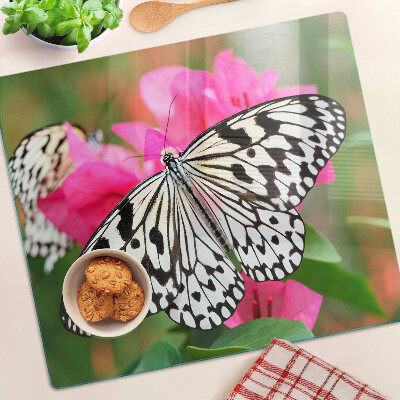Schneidebrett glas Schmetterling auf Blumen