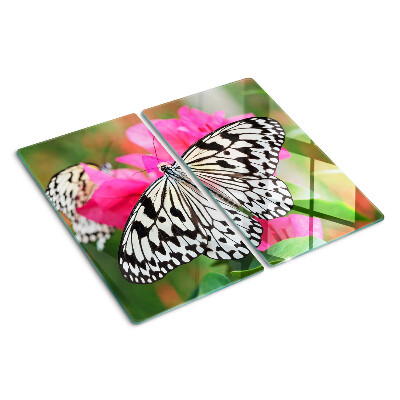 Schneidebrett glas Schmetterling auf Blumen