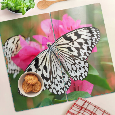 Schneidebrett glas Schmetterling auf Blumen
