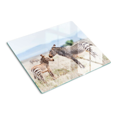 Schneidebrett glas Zebras auf der Wiese