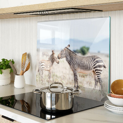 Schneidebrett glas Zebras auf der Wiese