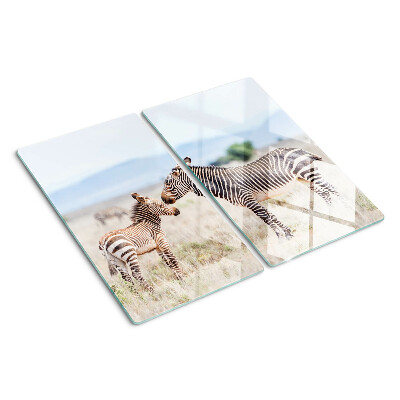 Schneidebrett glas Zebras auf der Wiese